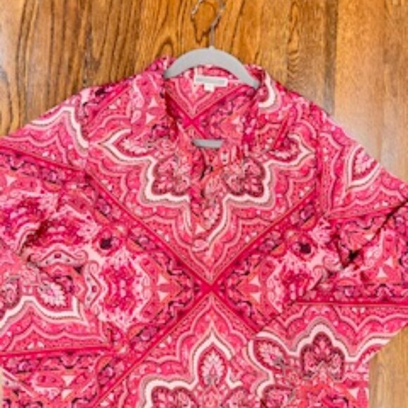Pleione satin blouse pink with paisleys. - Picture 5 of 5